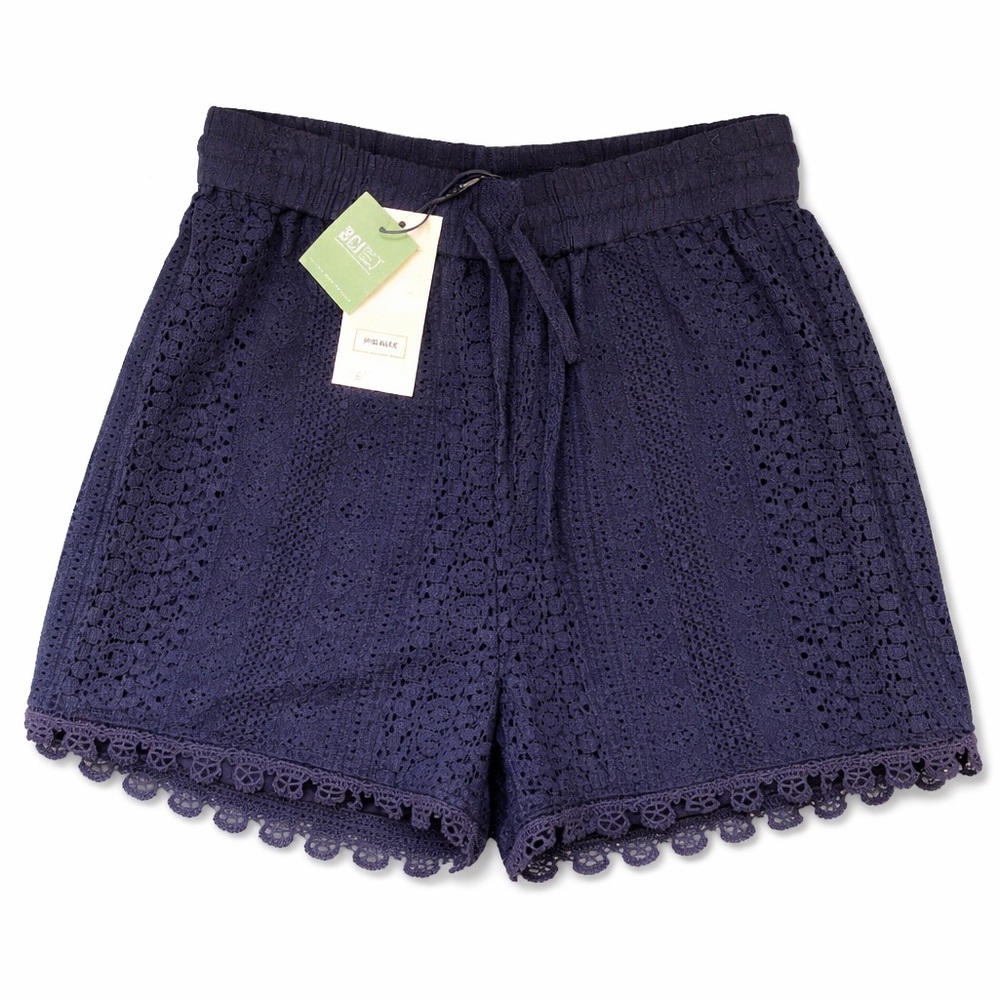 Pigalle Navy Blue Lace High Waist Shorts NWT